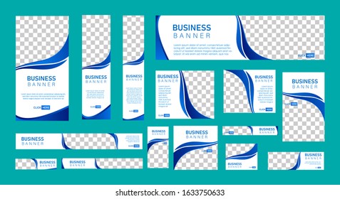 set of modern web banners of standard size with a place for photos. Business ad banner. Vertical, horizontal and square template. vector illustration EPS 10