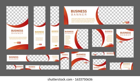 set of modern web banners of standard size with a place for photos. Business ad banner. Vertical, horizontal and square template. vector illustration EPS 10