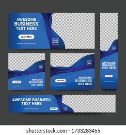 set of modern web banners of standard size with a place for photos. Business ad banner. Vertical, horizontal and square template. vector illustration EPS 10