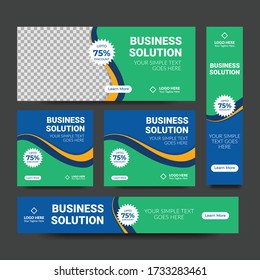 set of modern web banners of standard size with a place for photos. Business ad banner. Vertical, horizontal and square template. vector illustration EPS 10