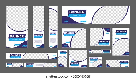 conjunto de banners web modernos de tamaño estándar con un lugar para las fotos. Cartel comercial. Plantilla vertical, horizontal y cuadrada. ilustración vectorial EPS 10	
