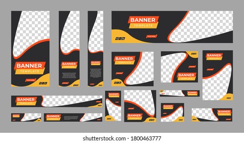 set of modern web banners of standard size with a place for photos. Business ad banner. Vertical, horizontal and square template. vector illustration EPS 10	
