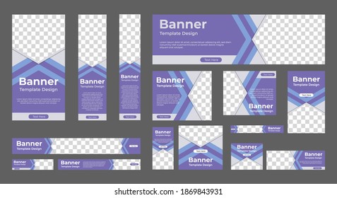 set of modern web banners of standard size with a place for photos. Business ad banner. Vertical, horizontal and square template. vector illustration EPS 10