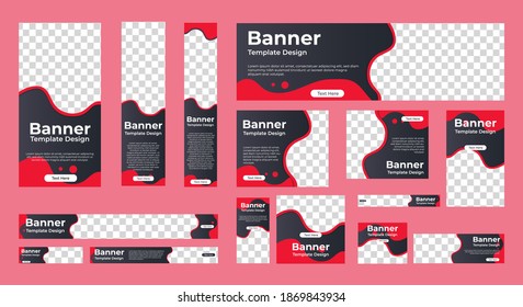 set of modern web banners of standard size with a place for photos. Business ad banner. Vertical, horizontal and square template. vector illustration EPS 10