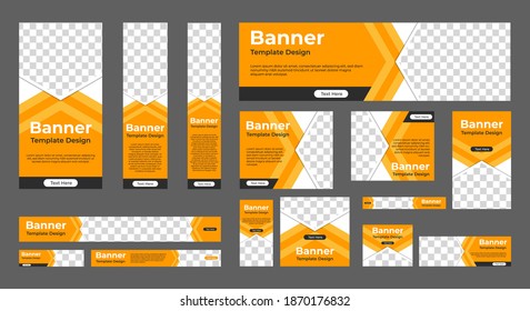 conjunto de banners web modernos de tamaño estándar con un lugar para las fotos. Cartel comercial. Plantilla vertical, horizontal y cuadrada. ilustración vectorial EPS 10