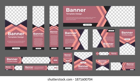set of modern web banners of standard size with a place for photos. Business ad banner. Vertical, horizontal and square template. vector illustration EPS 10