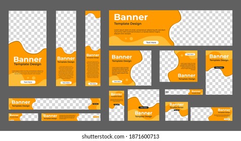 conjunto de banners web modernos de tamaño estándar con un lugar para las fotos. Cartel comercial. Plantilla vertical, horizontal y cuadrada. ilustración vectorial EPS 10