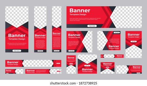 set of modern web banners of standard size with a place for photos. Business ad banner. Vertical, horizontal and square template. vector illustration EPS 10