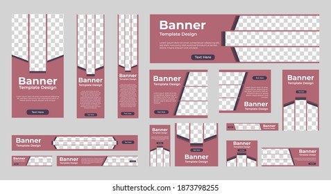 set of modern web banners of standard size with a place for photos. Business ad banner. Vertical, horizontal and square template. vector illustration EPS 10