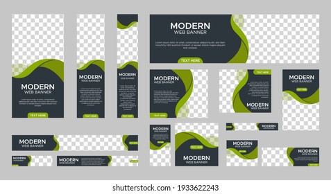 set of modern web banners of standard size with a place for photos. Vertical, horizontal and square template. vector EPS 10