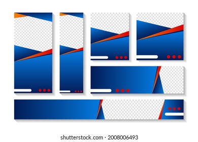 Set of modern web banners of standard size with a place for photos. Set banners template. EPS 10. Vector illustration