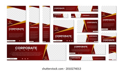 Set of modern web banners of standard size with a place for photos. Set banners template. EPS 10. Vector illustration