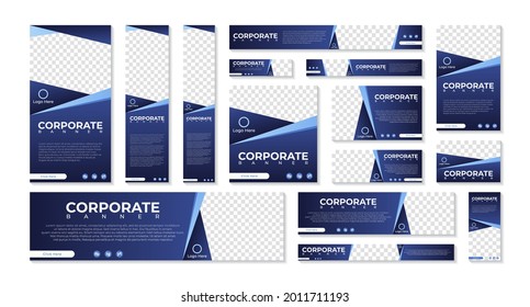 Set of modern web banners of standard size with a place for photos. Set banners template. EPS 10. Vector illustration