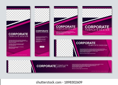 Set of modern web banners template design with a place for photos. Modern and minimalist concept user for web page, banner, background. Vector illustration