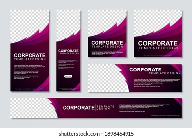 Conjunto de diseño de plantillas de banners web modernos con un lugar para fotos. Usuario moderno y minimalista de concepto para página web, banner, fondo. Ilustración del vector