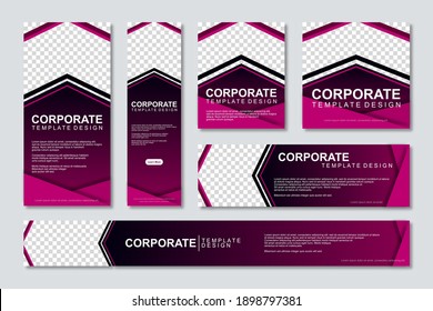 Conjunto de diseño de plantillas de banners web modernos con un lugar para fotos. Usuario moderno y minimalista de concepto para página web, banner, fondo. Ilustración del vector