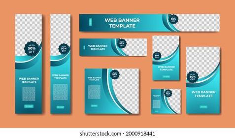 Set of modern web banners template design in standard sizes.  ad banner size template for sales promotion and advertising