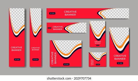Set of modern web banners template design in standard sizes.  ad banner size template for sales promotion and advertising