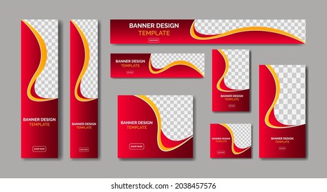 Set von modernen Webbannern Template Design in Standardgrößen.  Werbebanner-Größen-Vorlage für Verkaufsförderung und Werbung