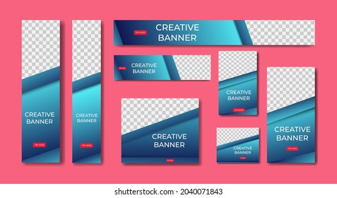 Set of modern web banners template design in standard sizes.  ad banner size template for sales promotion and advertising