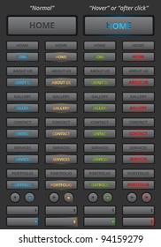 Set Of Modern Web Buttons. Two Versions - Normal And Hover Or After Click.