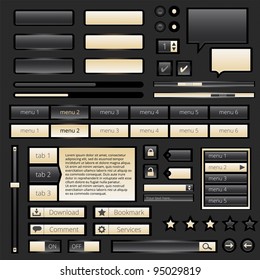 Set of modern web elements for dark background - vector file - easily customizable