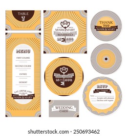 Set of modern wedding cards vector illustration