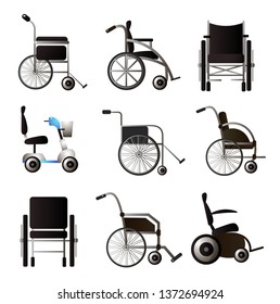 Set of modern wheel chair different type and model