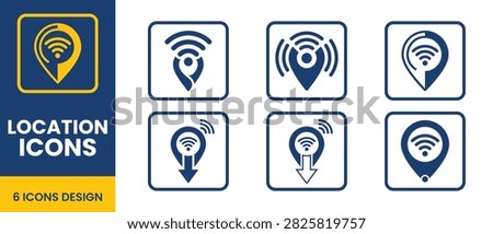 Set of modern wifi location pin symbol vector icons for web apps.