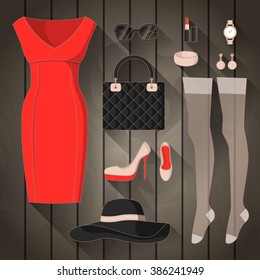 Set of modern woman. Vector illustration.