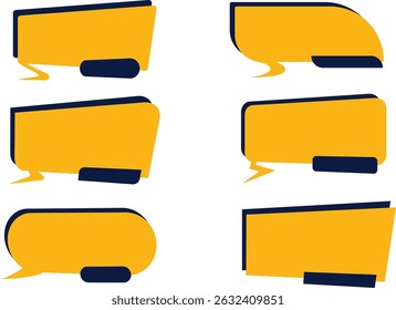 Set of Modern Yellow and Navy Blue Notification Banners with Text Space Flat Design Speech Bubble Icons for UI UX and Web Design
