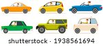Set of modes of transport and shapes. Cartoon characters in transport isolated on white background