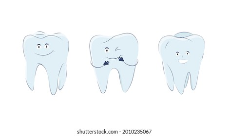 Set Molars Cute Cartoon Style Vector Stock Vector (Royalty Free ...