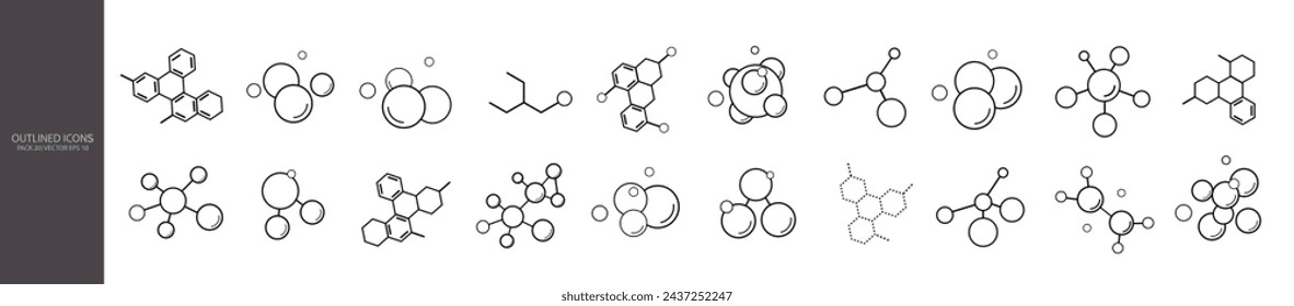 A set of molecular formulas, chemical compounds on a white background. A molecular structure with highlighted symbols in the form of a grid of atoms, models of molecular formulas for modern emblems.