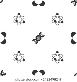 Set Molecule, DNA symbol and Atom on seamless pattern. Vector