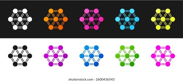 Set Molecule icon isolated on black and white background. Structure of molecules in chemistry, science teachers innovative educational poster.  Vector