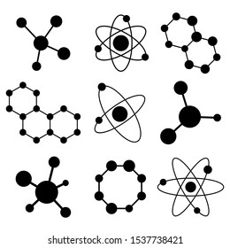 Set of molecule icons. Isolated vector symbol.