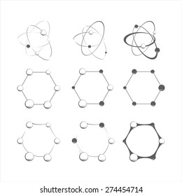 Set of molecule icons on the white
