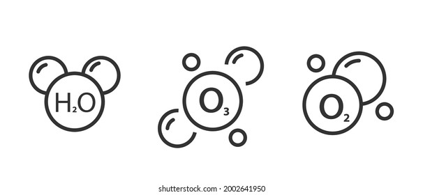 Satz von Symbolen der Linie Molecule auf weiß. Vektorgrafik