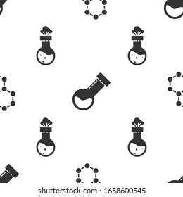 Set Molecule, Test tube and flask chemical and Test tube and flask chemical on seamless pattern. Vector