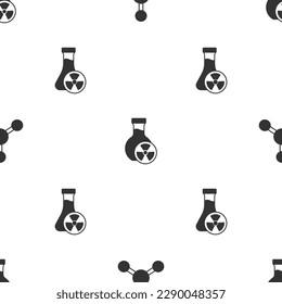 Set Molecule, Test tube with toxic liquid and  on seamless pattern. Vector