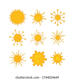 Set of molecules of various viruses isolated on a white background. Coronavirus 2019-nCoV outbreak. Pandemic epidemiology concept. Vector flat illustration.