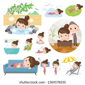 A set of mom about relaxing.There are actions such as vacation and stress relief.It's vector art so it's easy to edit.
