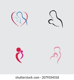 set of  Mom and baby, Motherhood and Childbearing Logo Design Inspiration Vector