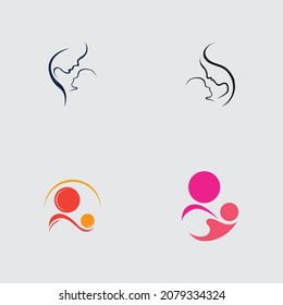 set of  Mom and baby, Motherhood and Childbearing Logo Design Inspiration Vector