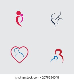 set of  Mom and baby, Motherhood and Childbearing Logo Design Inspiration Vector