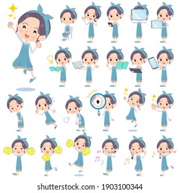 A set of mom with digital equipment such as smartphones.There are actions that express emotions.It's vector art so it's easy to edit.