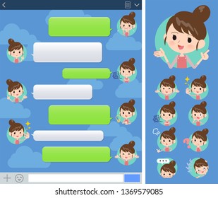 A set of mom with expresses various emotions on the SNS window.There are variations of emotions such as joy and sadness.It's vector art so it's easy to edit.
