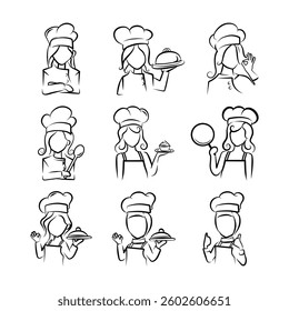 Set of Mom kitchen logo vector illustration. Chef mascot logo.