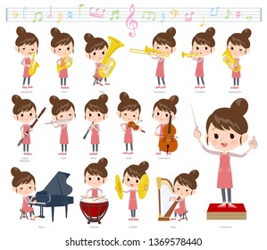 A set of mom on classical music performances.There are actions to play various instruments such as string instruments and wind instruments.It's vector art so it's easy to edit.
